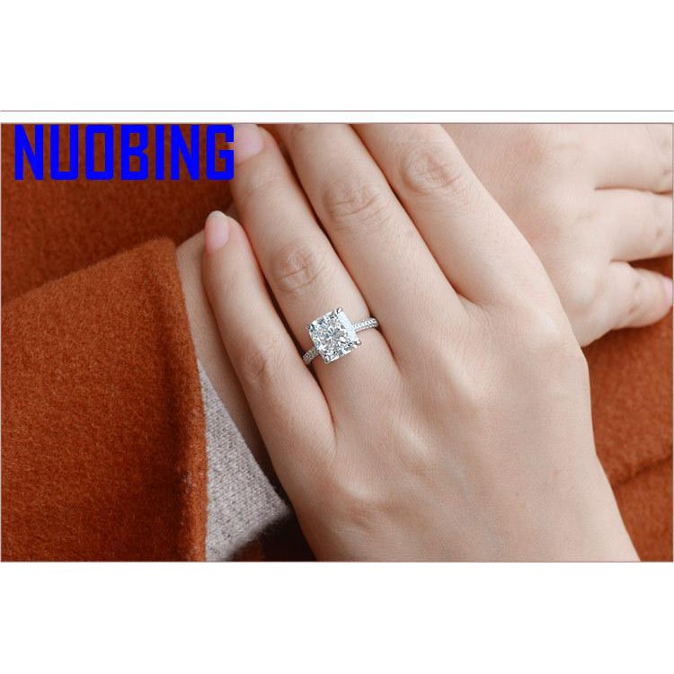 Real S925 Sterling Silver 2 Carats Moissanite With Diamond Ring For Women Fine Anillos Mujer Silver 925 Jewelry Bizuteria Rings|Rings|