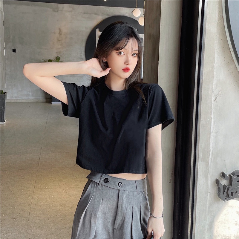 Áo croptop nữ form rộng Unisex phong cách ullzang hàn quốc