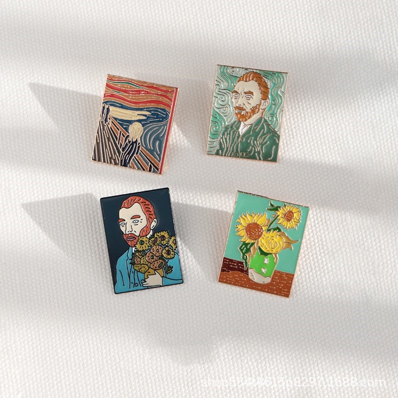 Huy Hiệu Cài Áo Nghệ Thuật Van Gogh Dễ Thương Cá Tính Trang Trí Balo, Túi Xách, Quần Áo (Pin / Ghim)