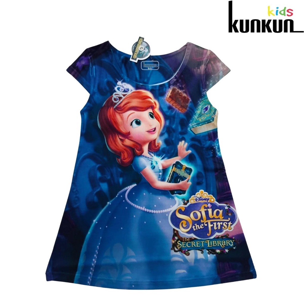 Váy bé gái hình công chúa sofia xanh chất thun lạnh co giãn 4 chiều size đại từ 10-40kg KunKun D286 cao cấp