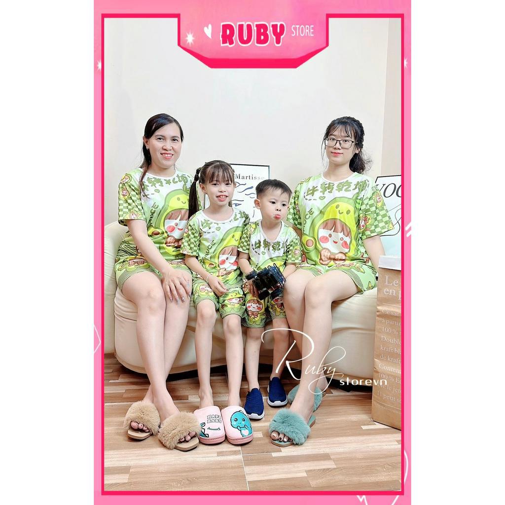 [ Đồ bộ mẹ và bé ] Bộ thun mặc nhà cho bé gái chất vải mềm mịn mát in Hoạt hình dễ thương đủ size từ 5 ký đến 60kg DBRBD