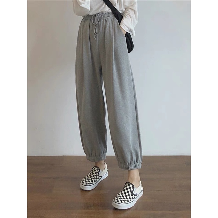 HCM️⚡ Quần Baggy Thun Dành Cho Nam Nữ Hottrend Siêu Cá Tính Mới Nhất Màu Xám Và Đen Mina-Fashion