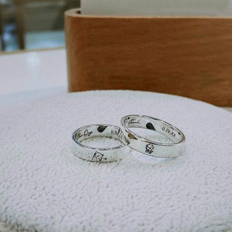 Nhẫn cặp bạc khắc theo yêu cầu 100% bạc S925
