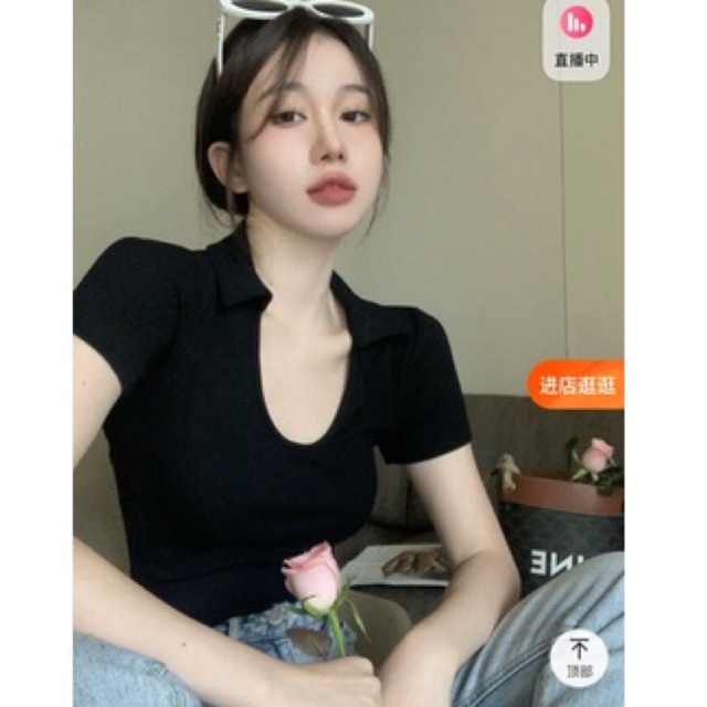 Áo KHOÉT NGỰC CỘC TAY cổ bẻ