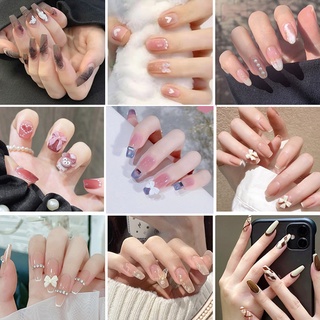 [Hàng mới về] Bộ 24 cái móng tay giả nhọn dài đính đá có keo dán chất lượng cao