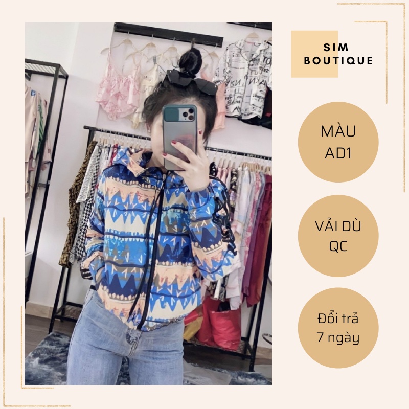 Áo khoác dù phối họa tiết 3D unisex - Dù 2 lớp form rộng có mũi túi trong must have item mùa hè