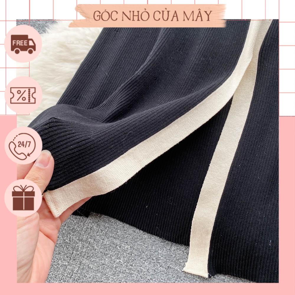 Váy len dệt kim cộc tay dáng dài đơn giản trẻ trung phong cách Hàn Quốc GNCM2