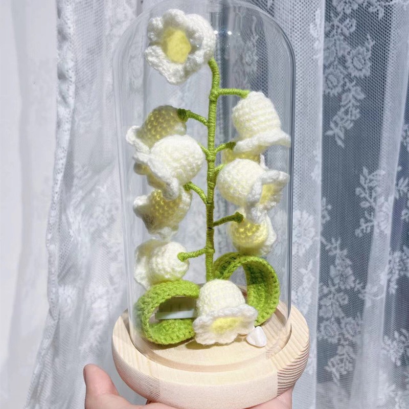Đèn led ngủ để bàn hình hoa lily đan len thủ công ,