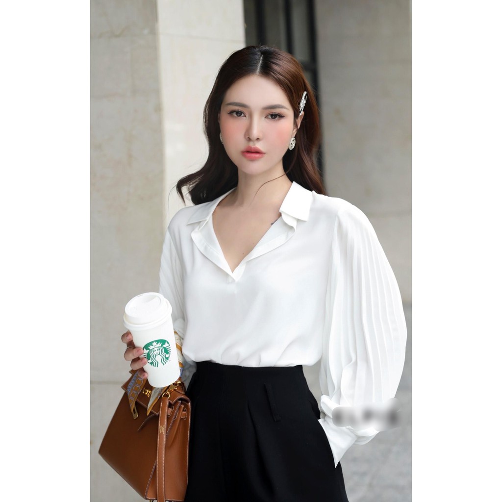 Áo Sơ mi nữ tay xếp ly cổ bẻ