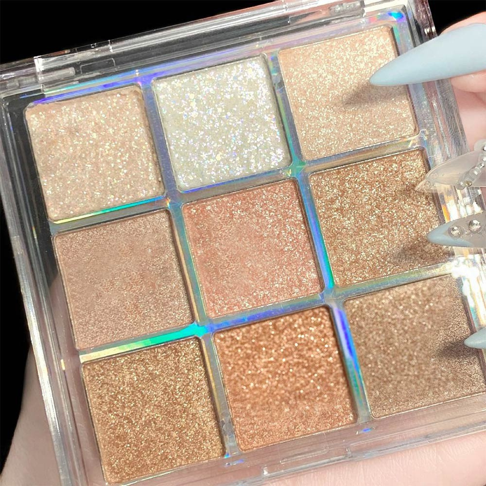 [Hàng mới về] Bảng phấn trang điểm mắt ánh nhũ ngọc trai lấp lánh lâu trôi chống thấm nước tỏa sáng dành cho làm đẹp