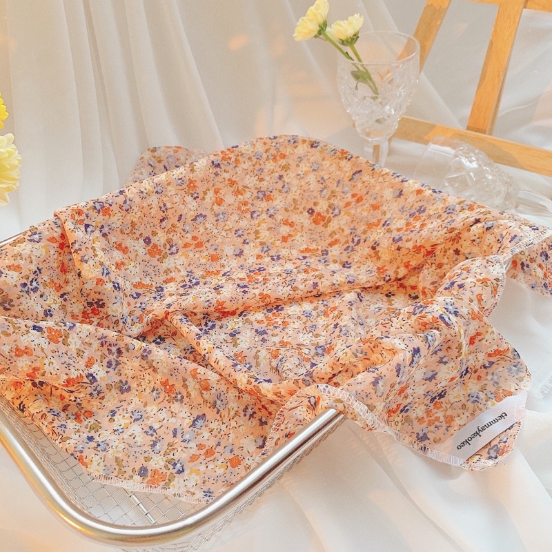 Khăn vải bandana hoa nhí mùa hè TIEMMAYKEOKEO khăn turban vải mềm đa năng thời trang nữ phong cách đi biển picnic