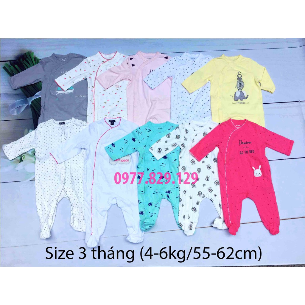 Body cotton liền tất KIABI cho bé trai và gái Hàng xuất dư