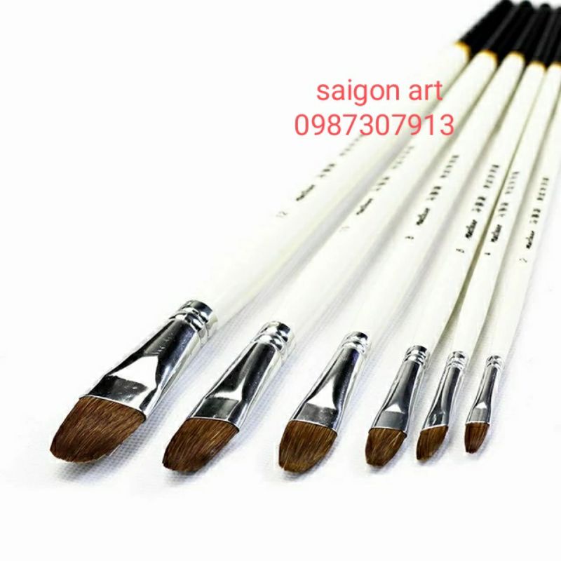 6Cọ Vẽ Tranh Sơn Dầu, Acrylic Đầu Oval Cán Trắng Matisse 938
