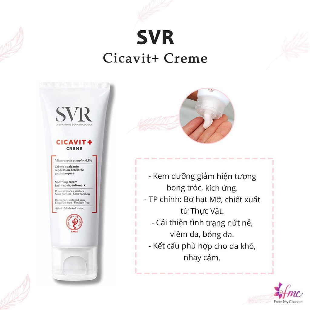 Kem dưỡng và làm dịu Dành cho da bị nứt nẻ hay mẩn đỏ SVR Cicavit + Creme 40ml