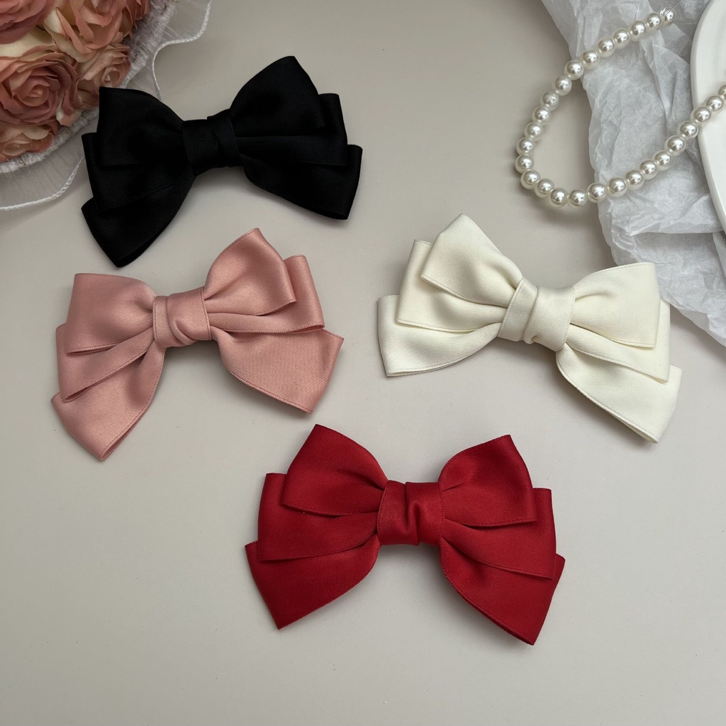 Kẹp Tóc Nơ Vải Satin Cao Cấp Thời Trang Dành Cho Mùa Xuân