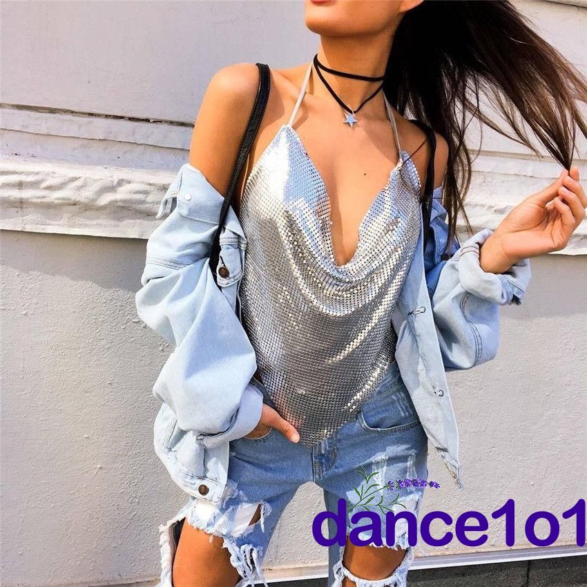 Áo nữ không tay họa tiết lấp lánh thời trang quyến rũ
