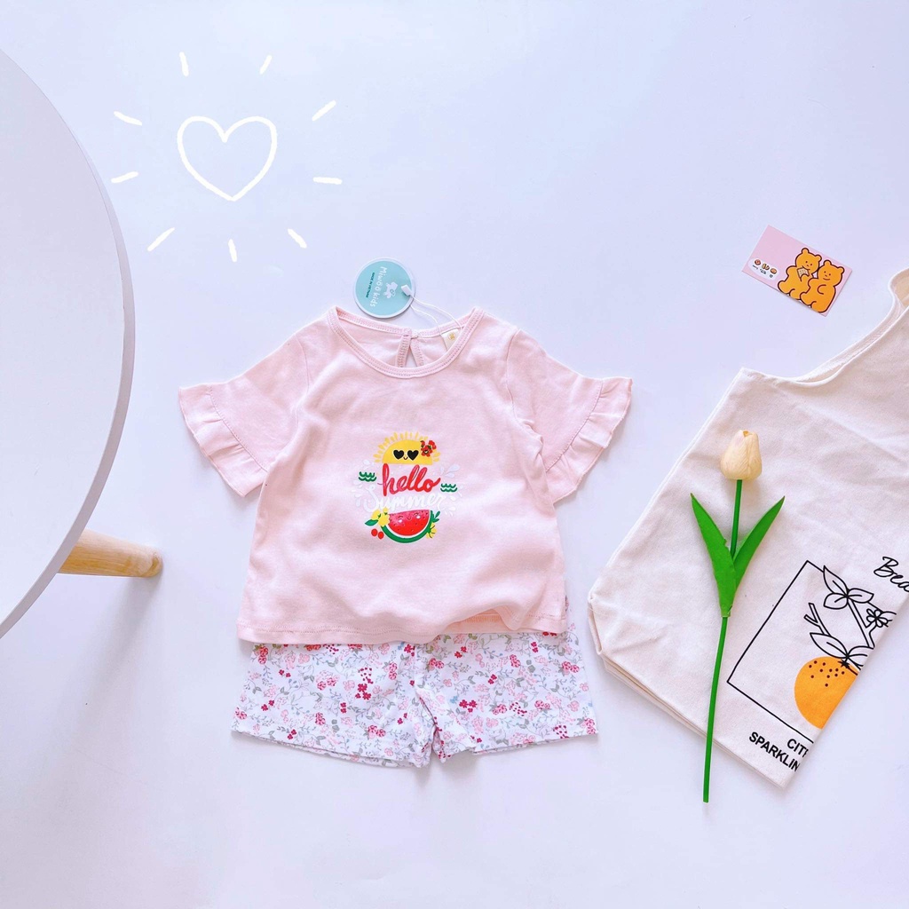Đồ bộ tay bèo họa tiết quần lưng thun bé gái 1 2 3 4 5 tuổi MINTSCLOSET Mint's Closet - DB8063
