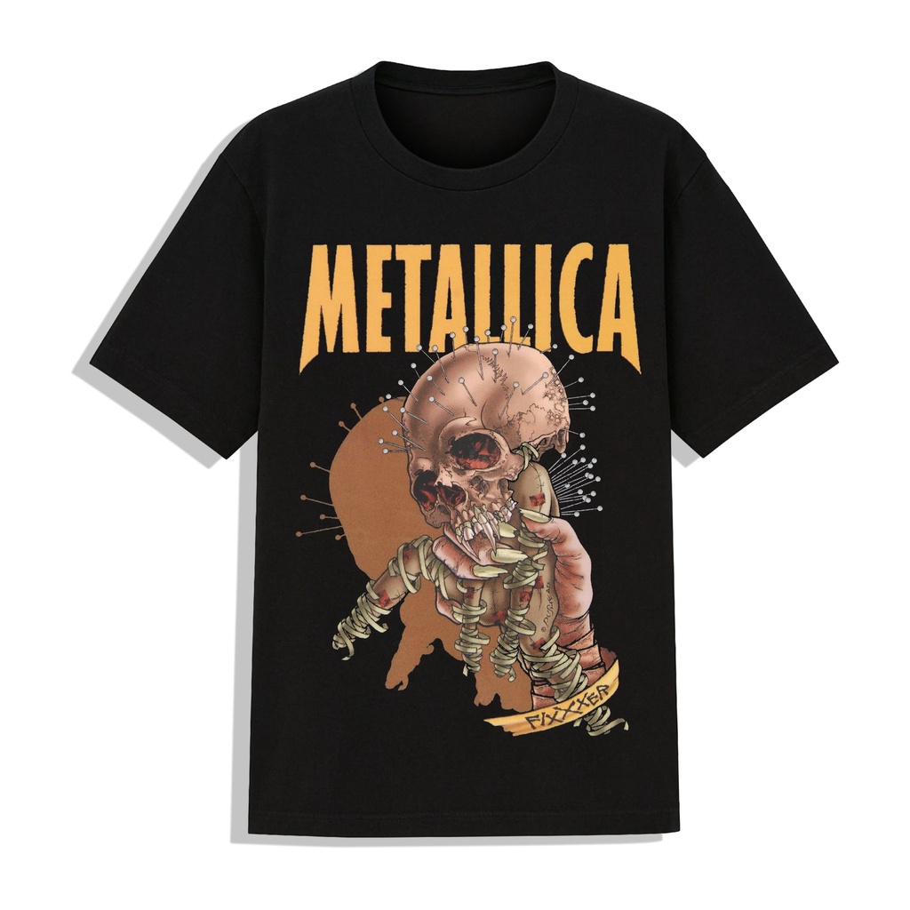 Áo Thun Unisex Tay Lỡ Form Rộng Hình Metallica In 1 Mặt Màu Đen Trước