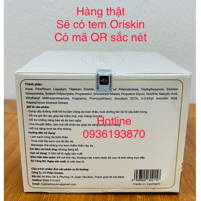 ✅ Kem Dưỡng Trắng Da Body Oriskin Body Skin Up Whitening Cream  [CHÍNH HÃNG] ❤️ Oriskin Body Dưỡng Trắng Da Toàn Thân