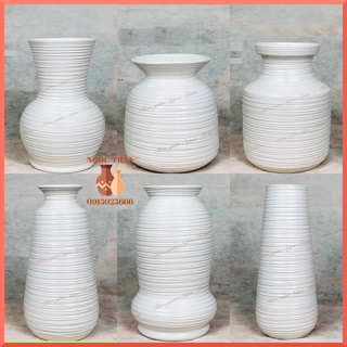 Bình gốm,lọ hoa gốm men mộc trắng nhiều mẫu đẹp