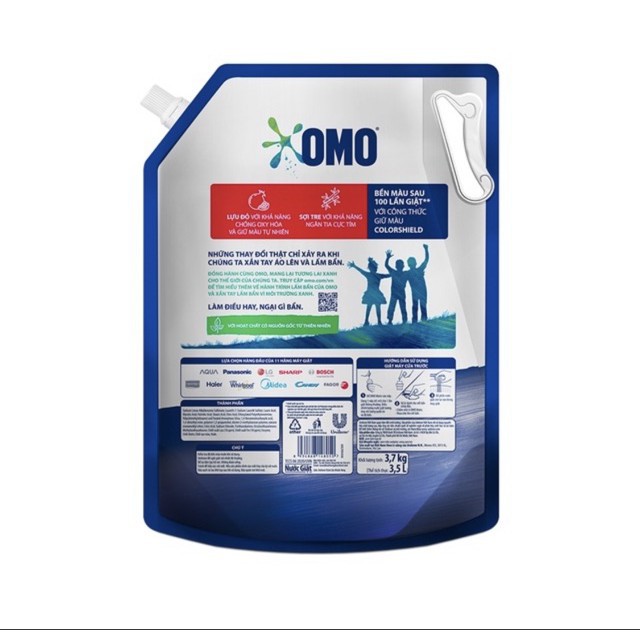 Nước Giặt OMO Matic Bền Đẹp cửa trước túi 3.7kg