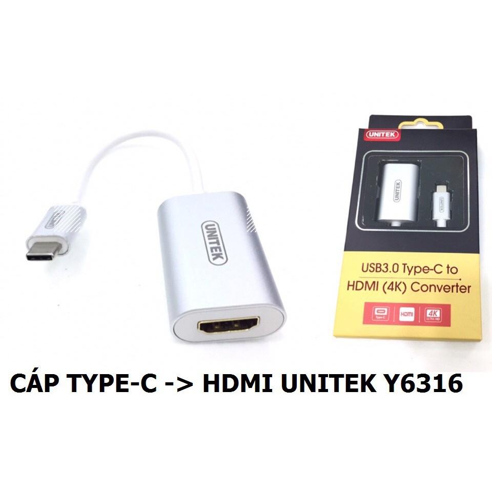 Cáp chuyển USB Type-C to HDMI 4K Unitek Y-6316- Unitek Y6316. Bảo hành 12 tháng