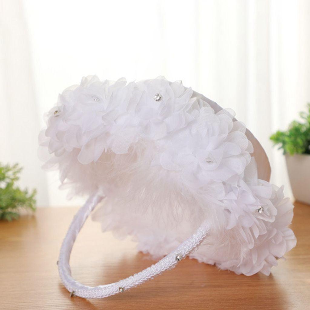 Giỏ Hoa Bằng Vải Satin Màu Trắng Lãng Mạn Dùng Trang Trí Tiệc