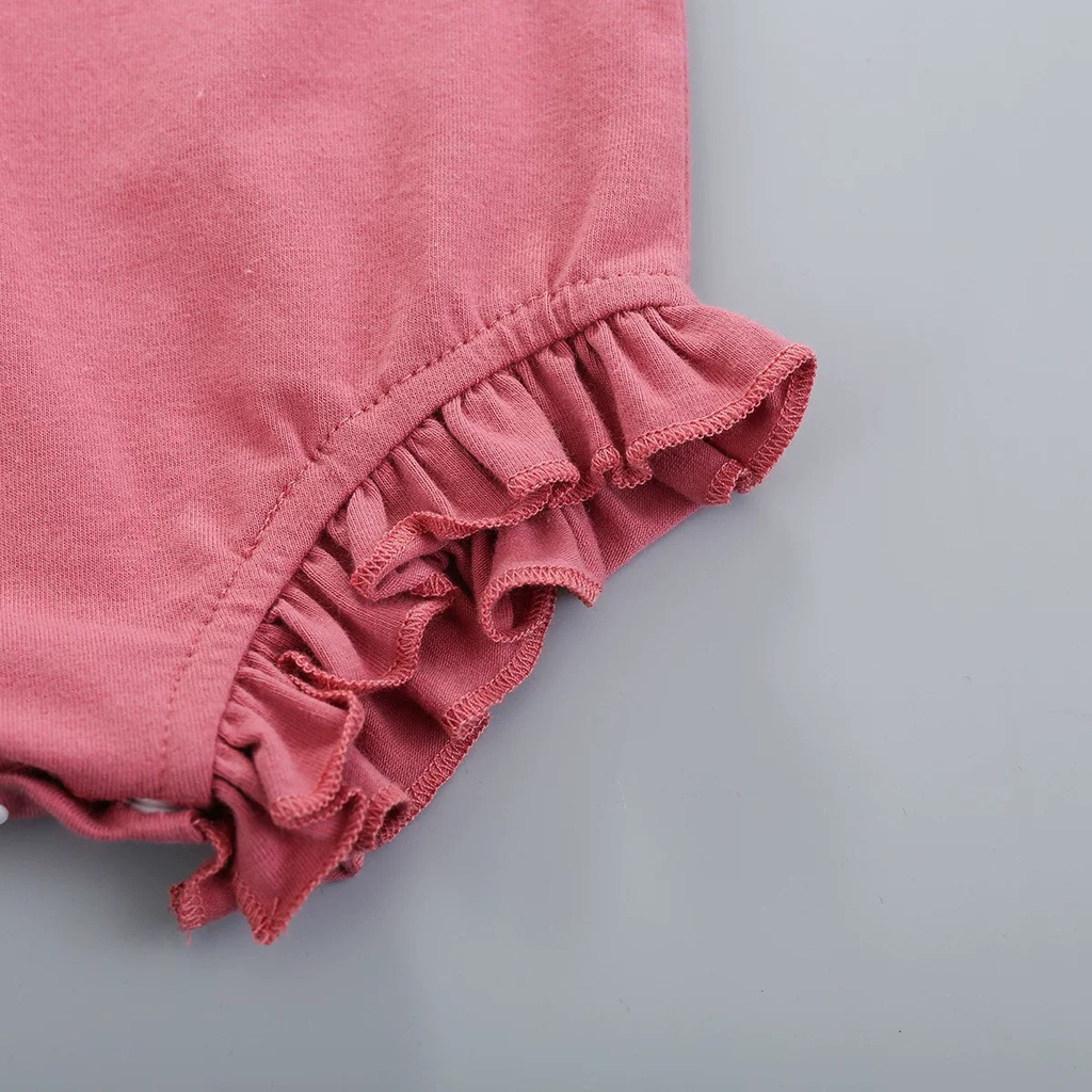 Bộ bodysuit 2 dây mùa hè viền bèo cách điệu cho bé gái sơ sinh Lamia 13BDS