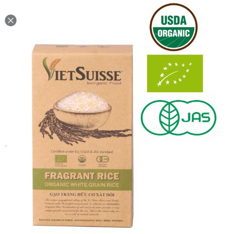 Gạo trắng xát dối hữu cơ VietSuisse 1kg-[Giống lúa đặc sản ST24]