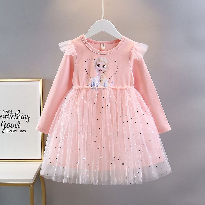 Đầm Công Chúa Aisha Tay Dài Thiết Kế Dễ Thương Cho Bé Gái Từ 1-9 Tuổi