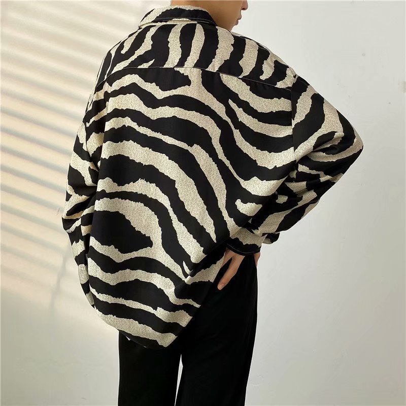 Áo Sơ Mi Tay Dài Kẻ Sọc Ngang Màu Nhuộm Thời Trang Cho Nam Size M 3Xl