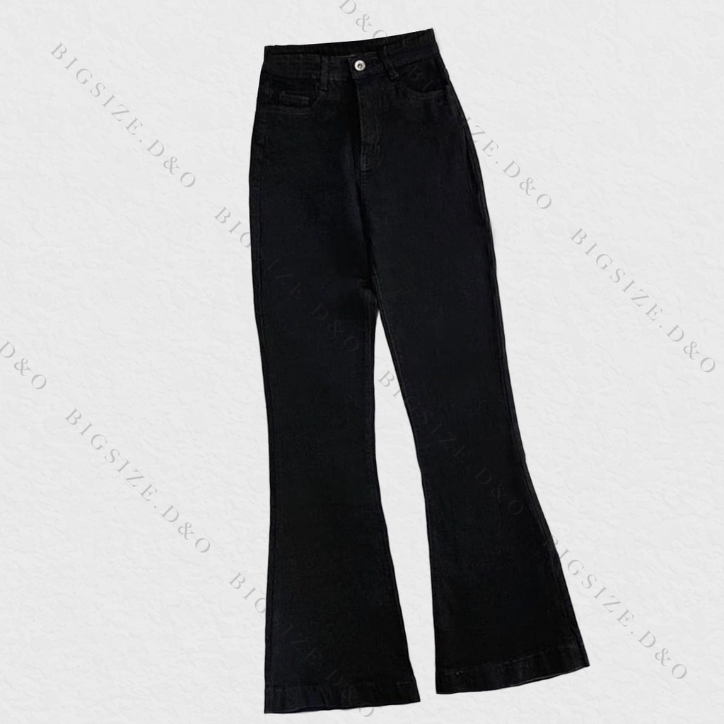 [Bigsize 58-90kg] Quần Jean Ống Loe Đen Tuyền 1053, Lưng Siêu Cao, Co Giãn Mạnh, Dài 104cm