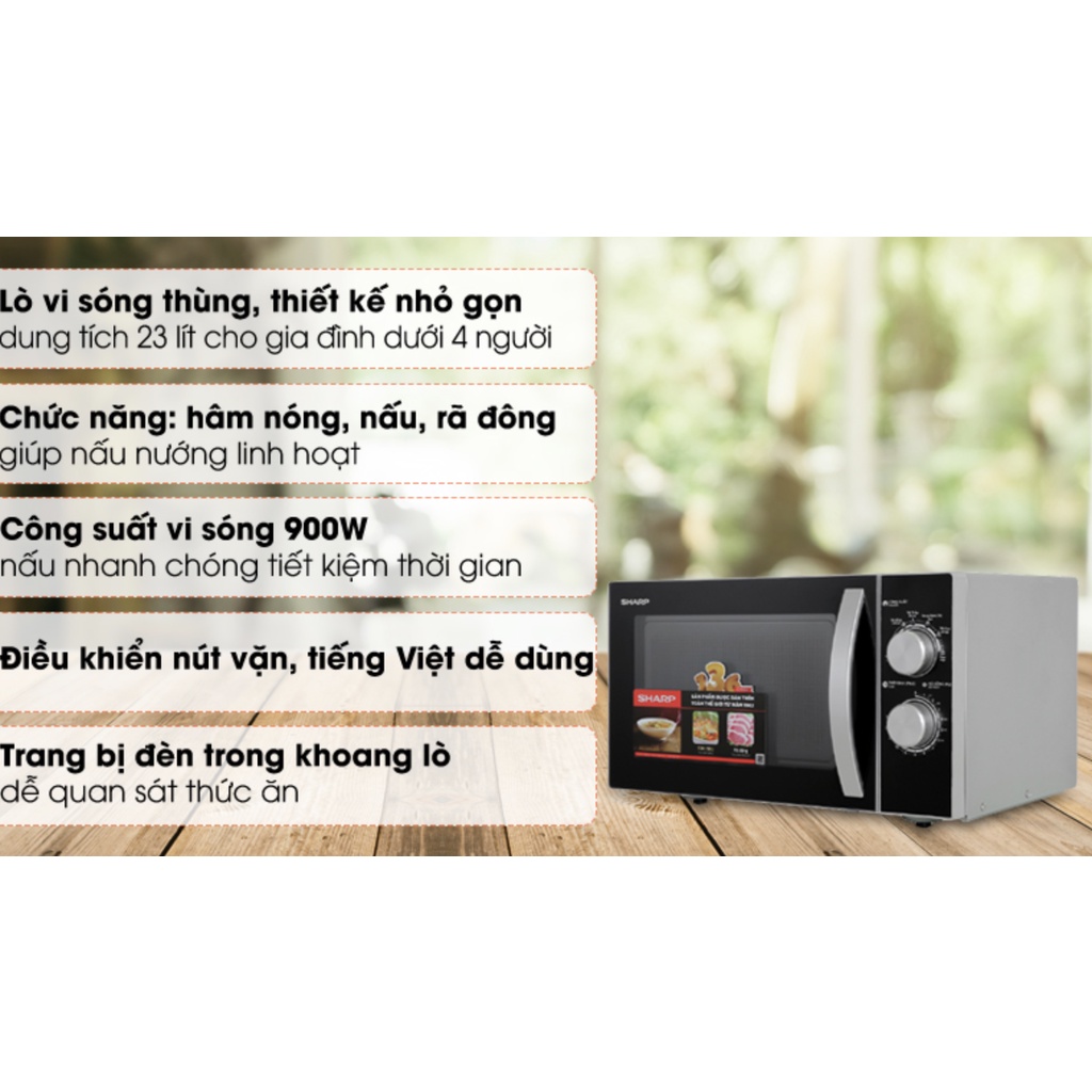 Lò vi sóng Sharp R-31A2VN-S 23 lít đen,hàng chính hãng, bảo hành 1 năm,mới 100%