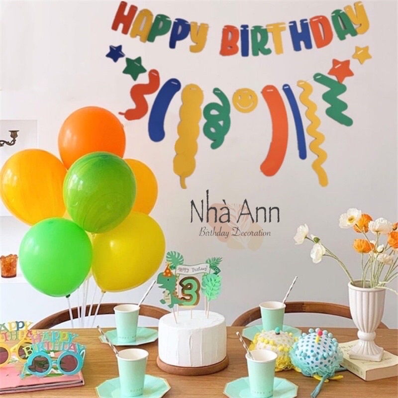 Dây chữ happy birthday chất vải dạ kiểu Hàn Quốc nhiều màu sắc