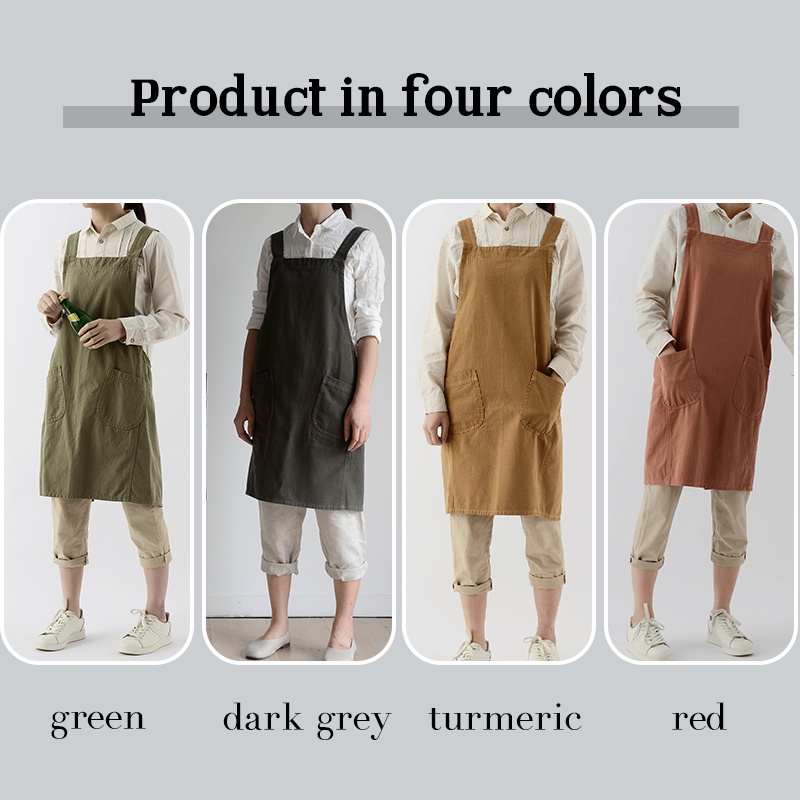 Tạp Dề Vải cotton canvas Kiểu Nhật Hàn Xinh Xắn Cho Quán Cà Phê
