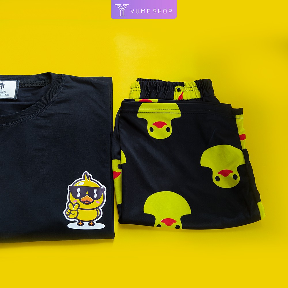 Đồ Bộ Hoạt Hình Unisex Duck Black form rộng tay lỡ