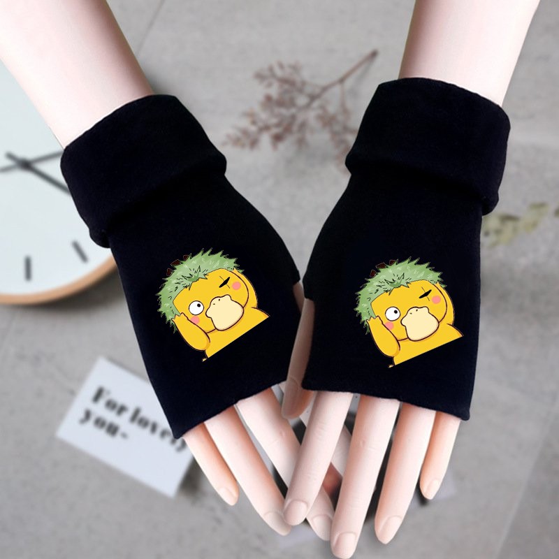 Găng tay len hở ngón in hình PSYDUCK ver ONE PIECE Konduck anime chibi