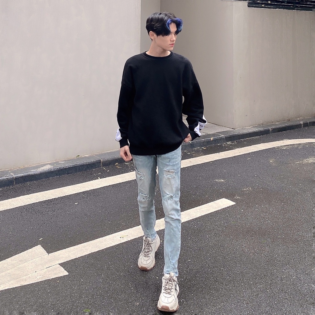 Quần jean nam rách ✔️ màu xanh nhạt ✔️Hình thật