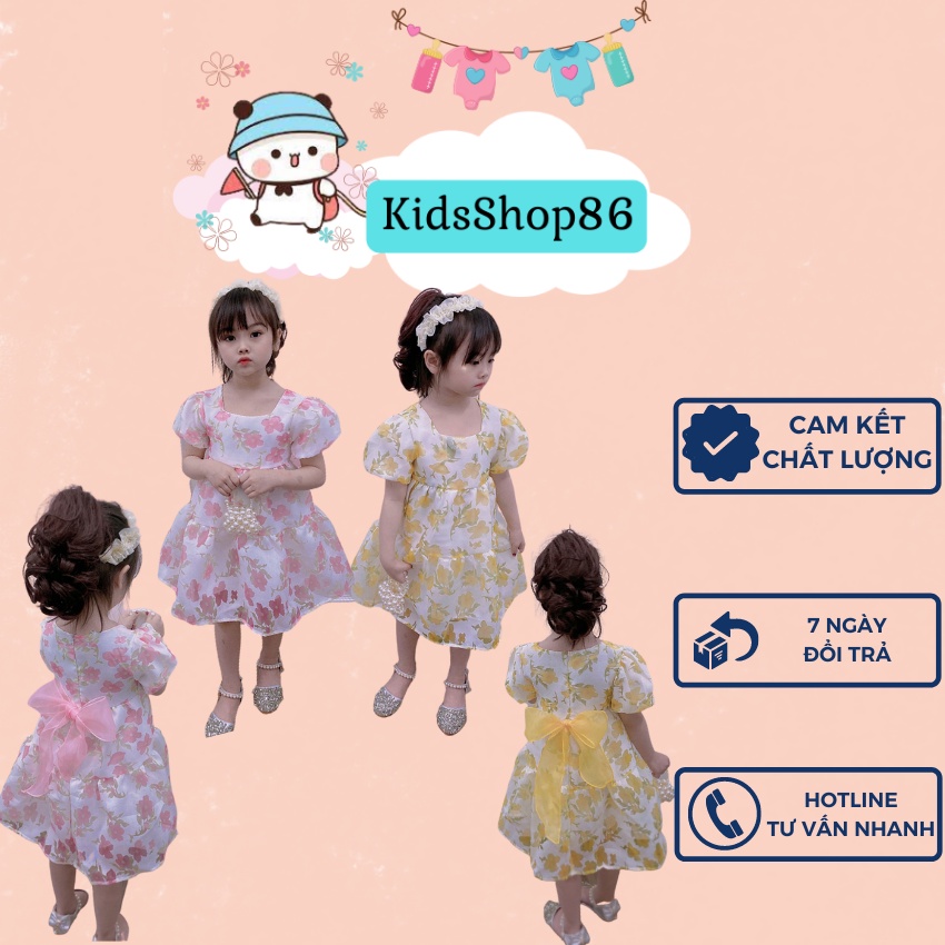 VÁY CHO BÉ GÁI VẢI TƠ ÉP CÓ LÓT TRONG, ĐÍNH NỢ PHÍA SAU CỰC XỊN HÀNG BÁN SHOP SIZE  9-21KG [V40]