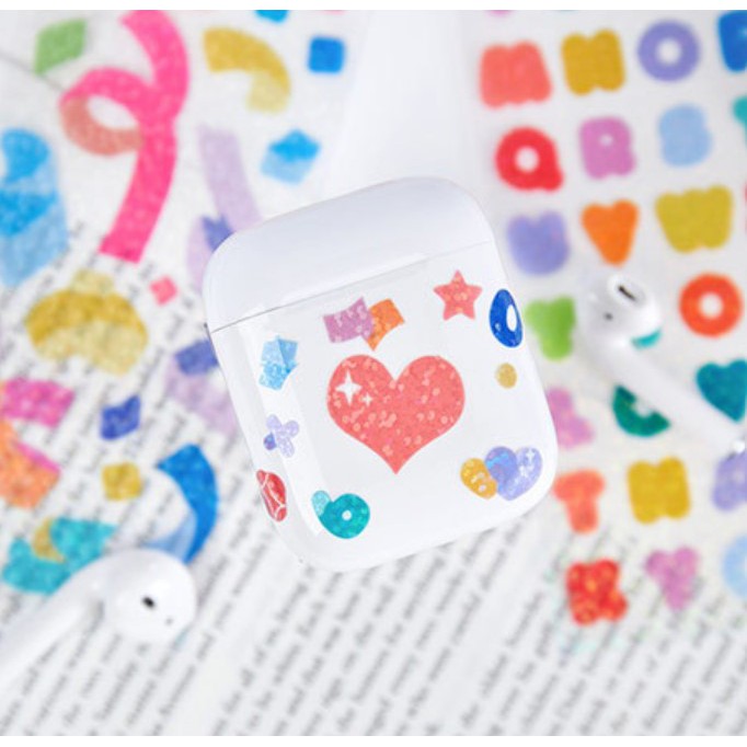 Sticker confetti hologram Fantasy color ribbon hình dán cute chữ cái | BST062