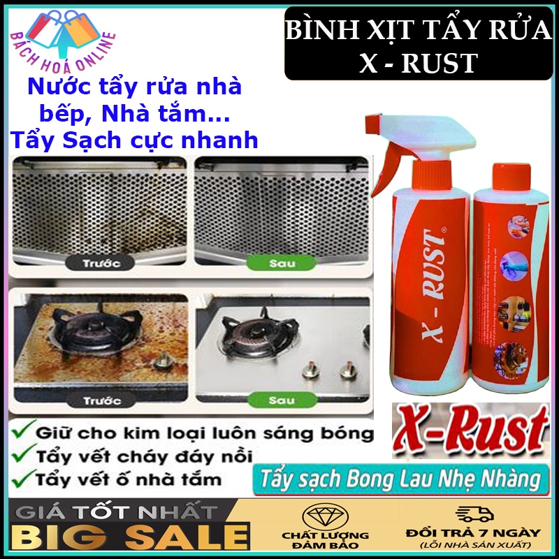 Bình xịt tẩy rửa nhà bếp đa năng X-Rust, Tẩy sạch mọi vết bẩn cứng đầu