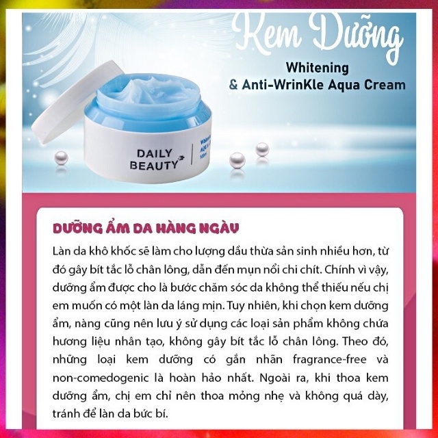 [SPA CAO CẤP]Kem Dưỡng Ẩm Cho Da Whitening &amp; Anti-WrinKle Aqua Cream Dưỡng Da,Cấp Nước,Chống Khô Da,Chống Nhăn,Dưỡng Ẩm
