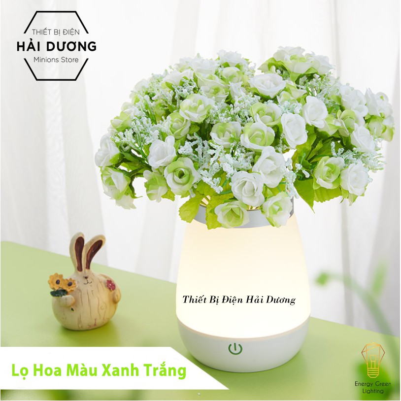 Lọ Hoa Cảm Ứng Có Đèn LED Phát Sáng - Trang Trí Căn Phòng - Tặng Kèm Hoa Màu Sắc Ngẫu Nhiên