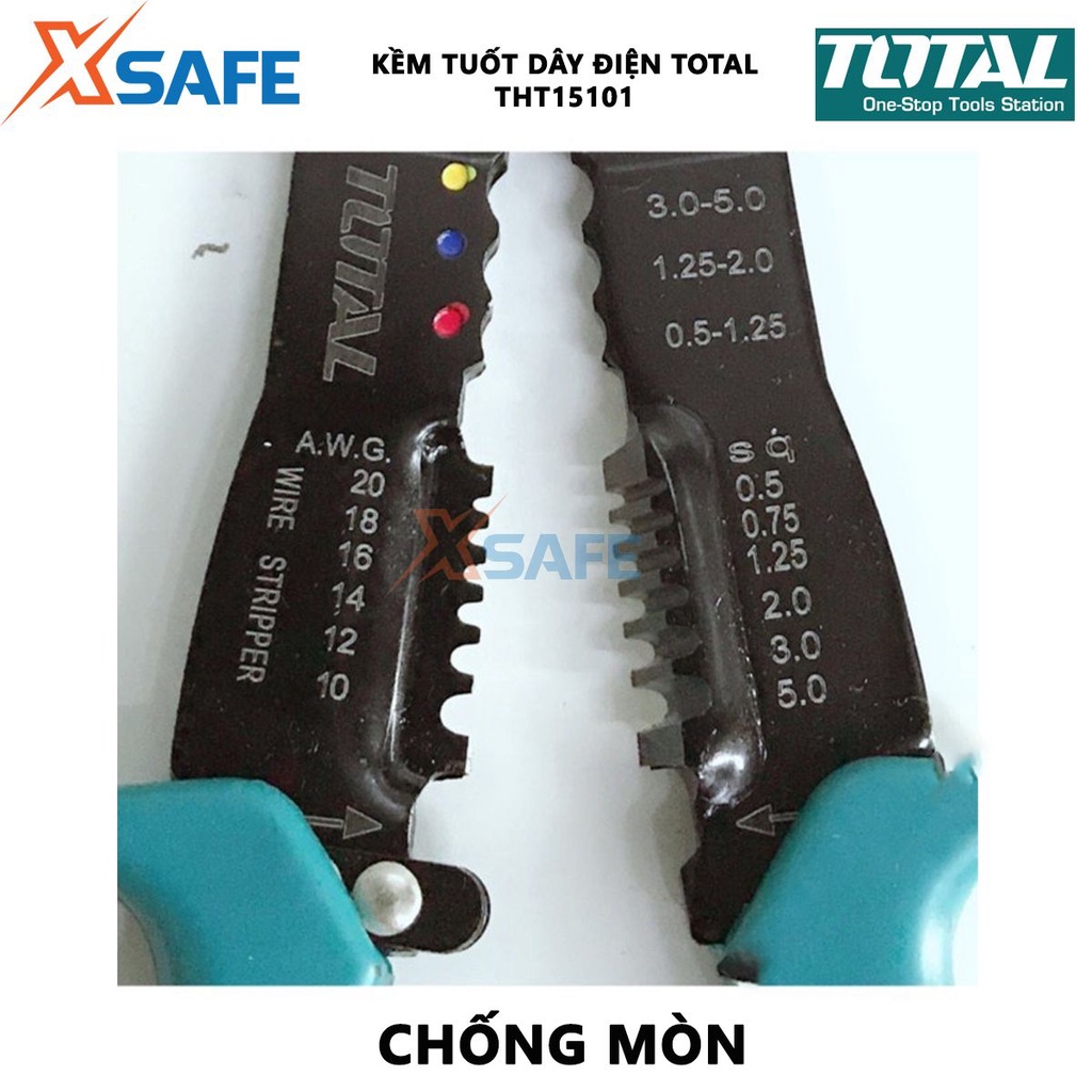 Kềm tuốt dây điện TOTAL THT15101 kích thước 10inch(254mm), chất liệu thép cứng rắn, bền bỉ - [XSAFE]