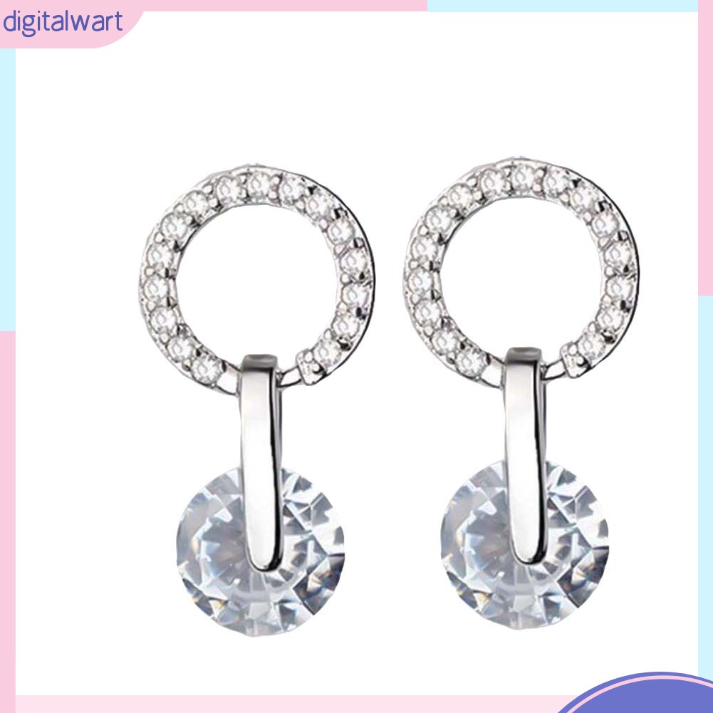 Hoa tai hình tròn đính đá thời trang cho nữ