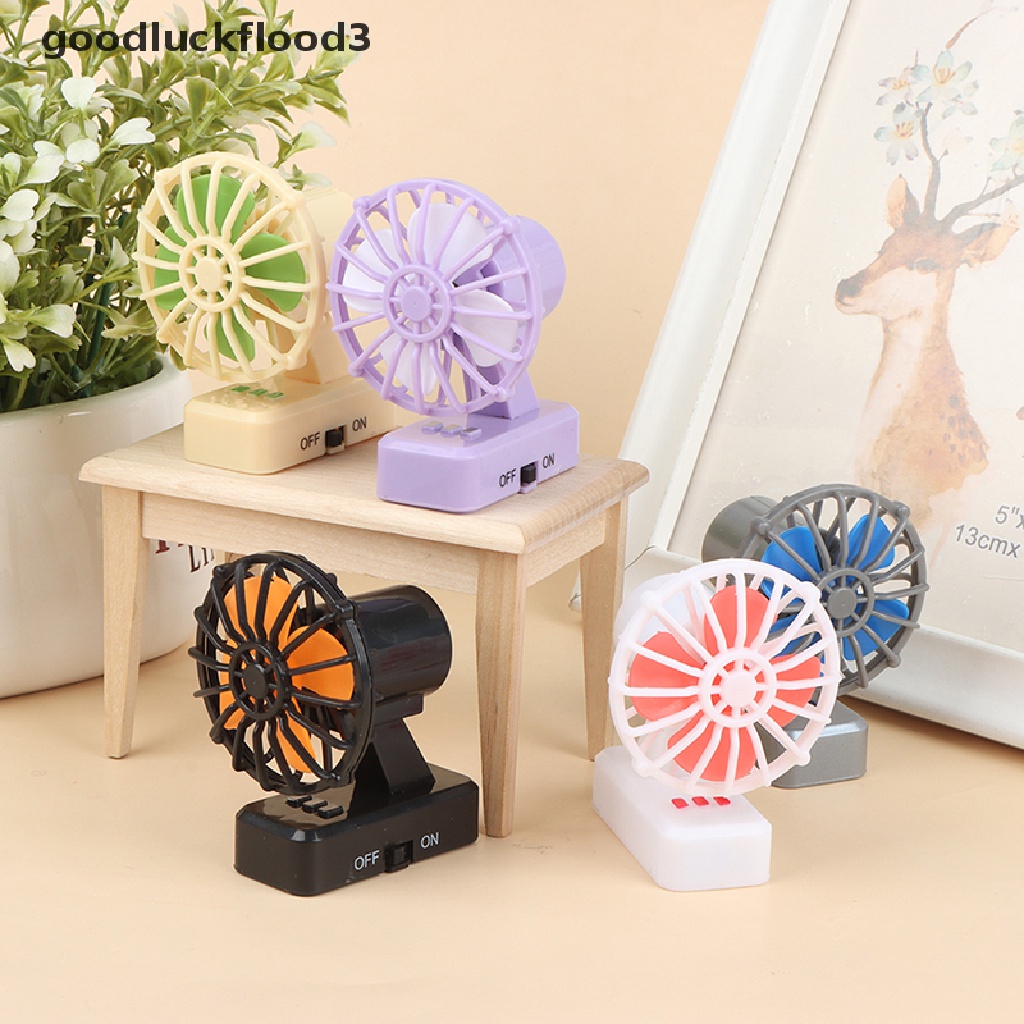 Quạt điện mini để bàn xoay được 1: 12 trang trí nhà búp bê độc đáo