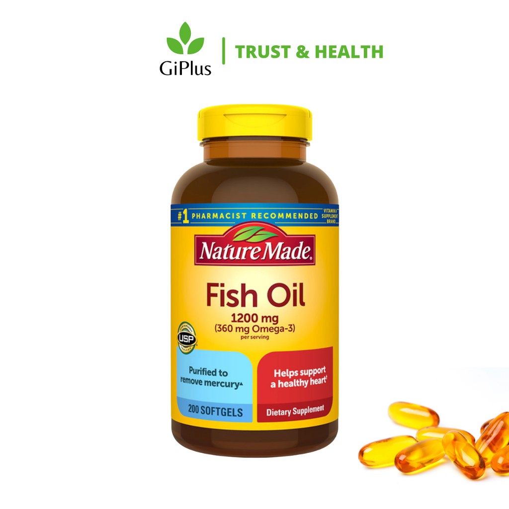 Viên Uống Dầu Cá Omega 3 Nature Made Fish Oil 1200mg (200 viên/Lọ)