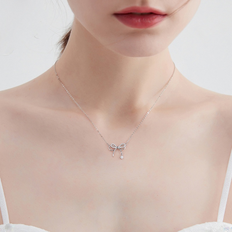 Vòng cổ Hình Nơ Đính Đá Zircon Sang Trọng Thời Trang Mùa Hè