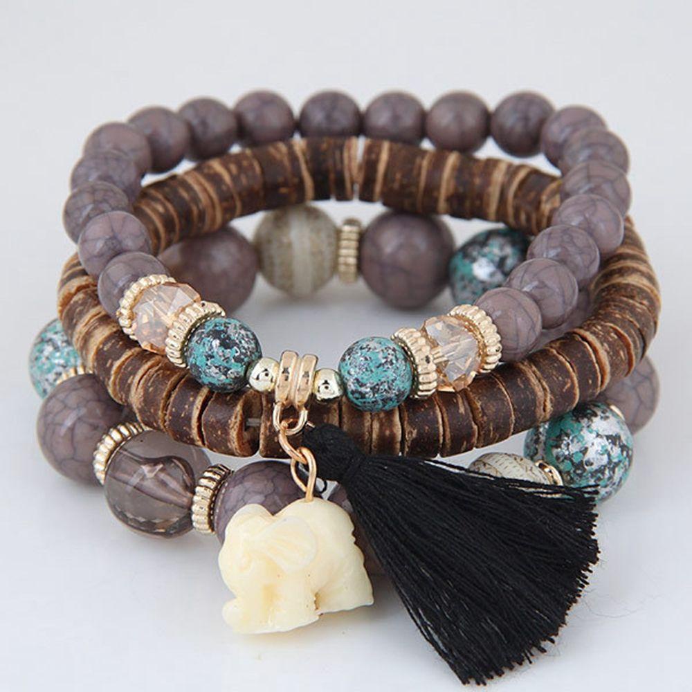 Vòng Tay Chuỗi Hạt Phối Tua Rua Phong Cách Bohemian Thời Trang Mới 1 Cái