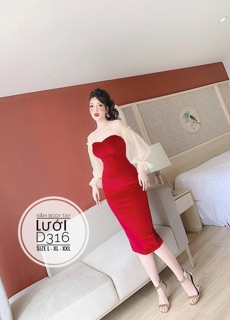 Bigsize Đầm body tay lưới D316